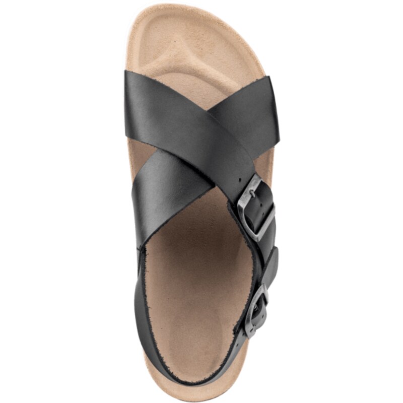 Vasky Cross Black - Pánske kožené sandále čierne, ručná výroba
