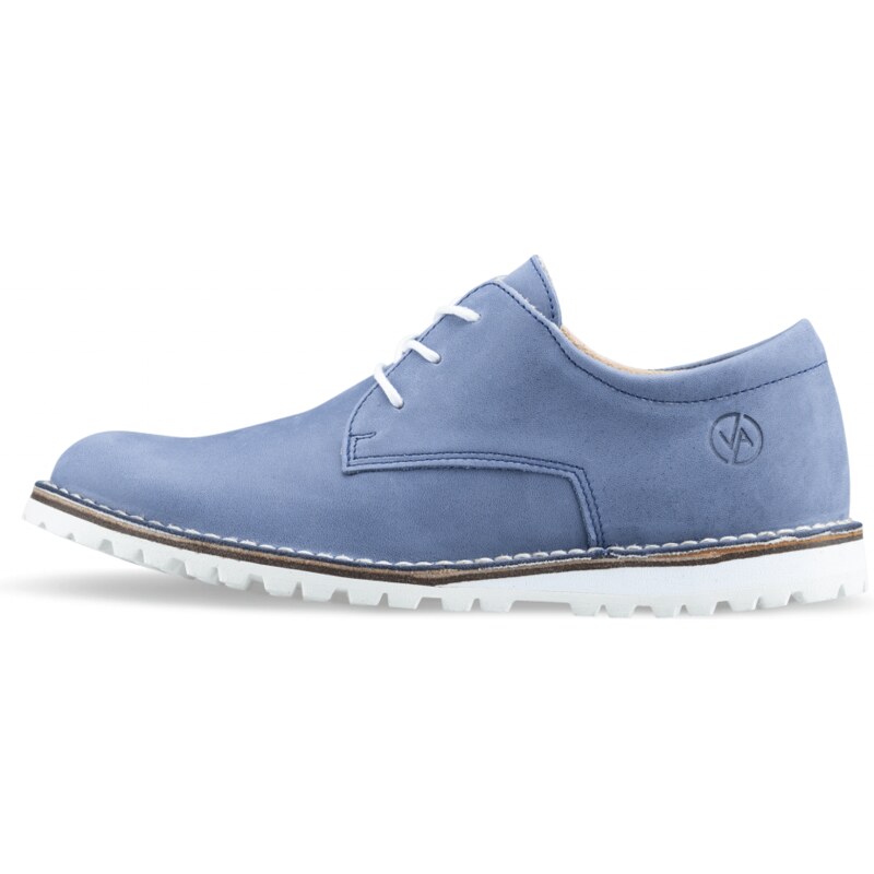 Vasky Derby Blue - Pánske kožené poltopánky modré, ručná výroba jesenné / zimné topánky
