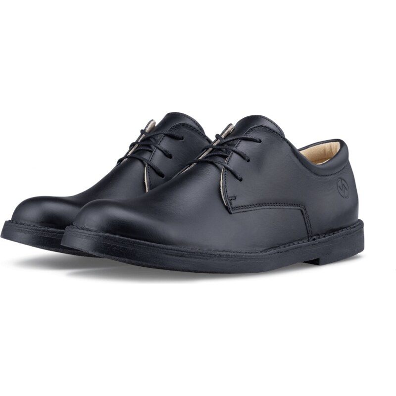 Vasky Derby Dark - Pánske kožené poltopánky čierne, ručná výroba jesenné / zimné topánky