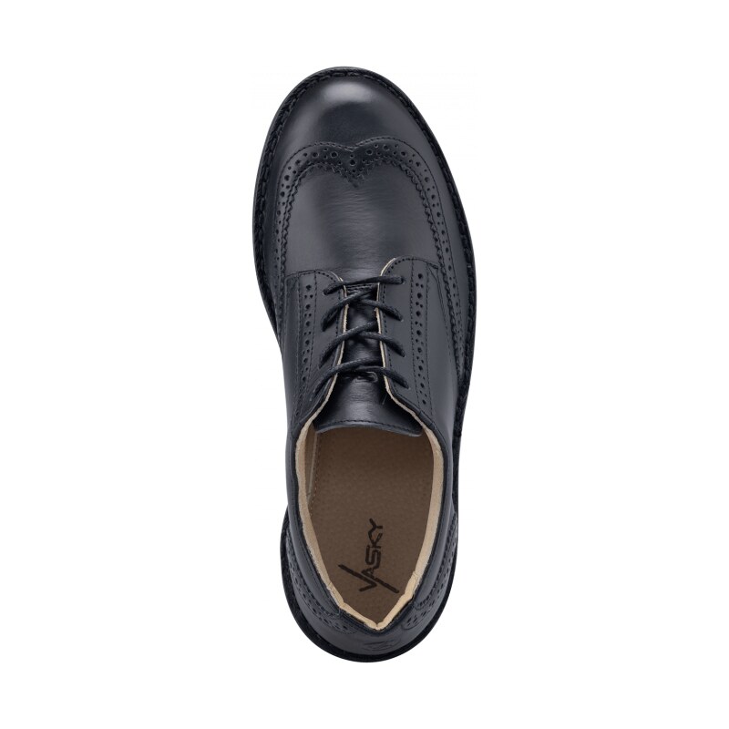 Vasky Brogue Low Noir - Dámske čierne kožené poltopánky jesenné / zimné topánky