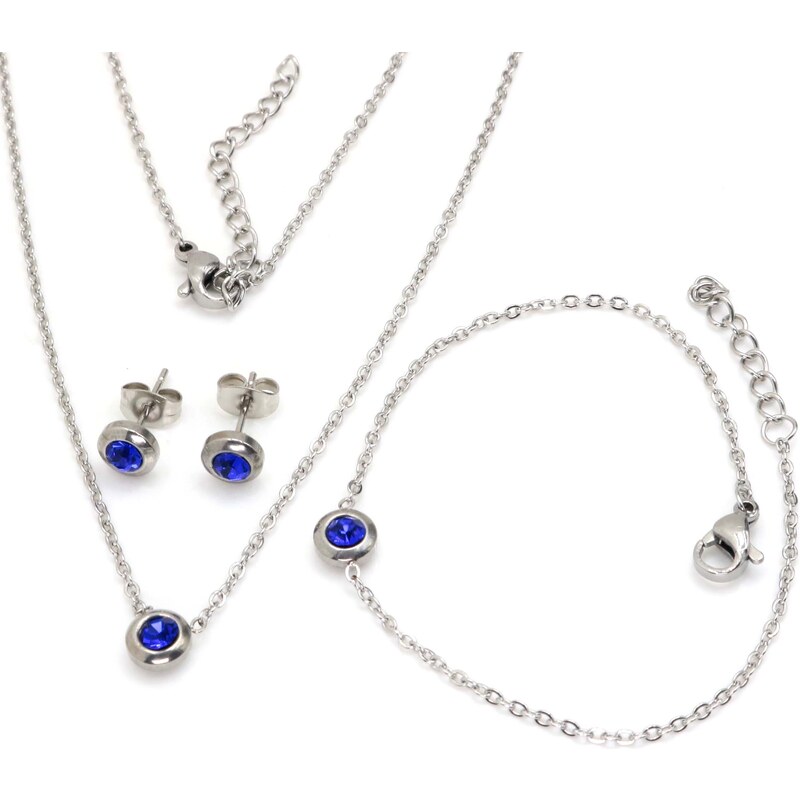 Linda's Jewelry Sada šperkov modrá Circle chirurgická oceľ IS026