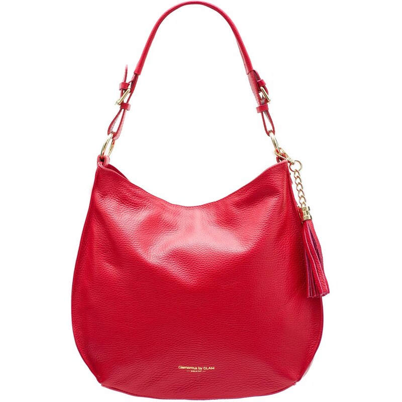 Glamorous by GLAM Dámska kožená kabelka cez plece so zlatým kovaním - 65462385