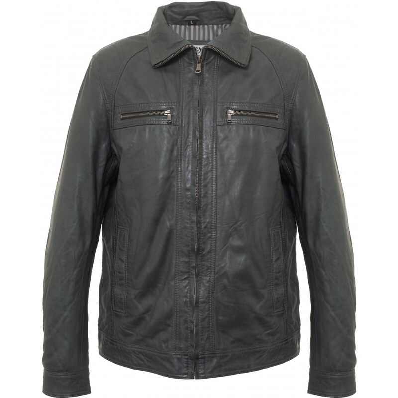 MAX Pánska kožená bunda 8051 Leny grey 19381226