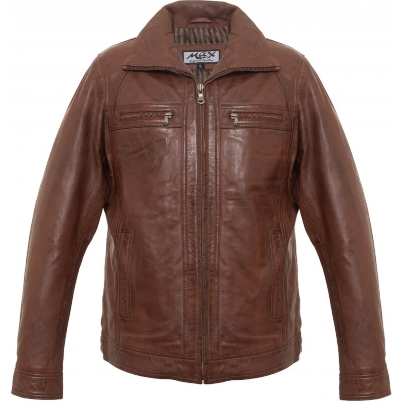 MAX Pánska kožená bunda 8051 mocca 5868955