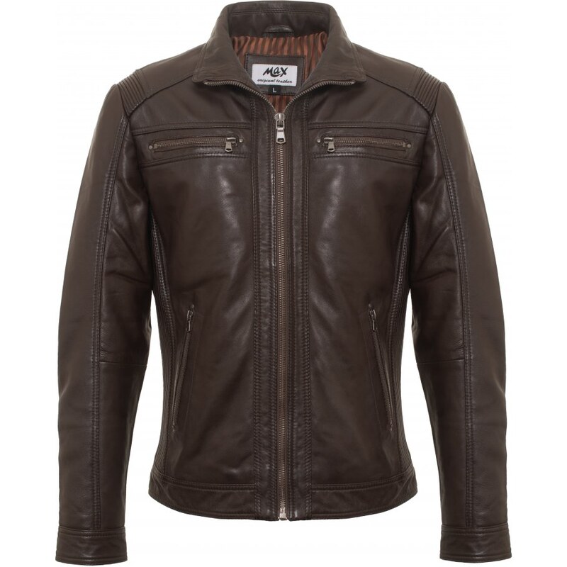 MAX Pánska kožená bunda GERO brown 19381318