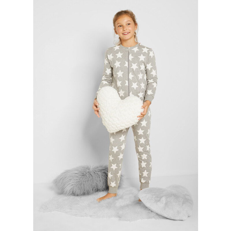 bonprix Pyžamový overal, detský, z bio bavlny, farba šedá 44790326