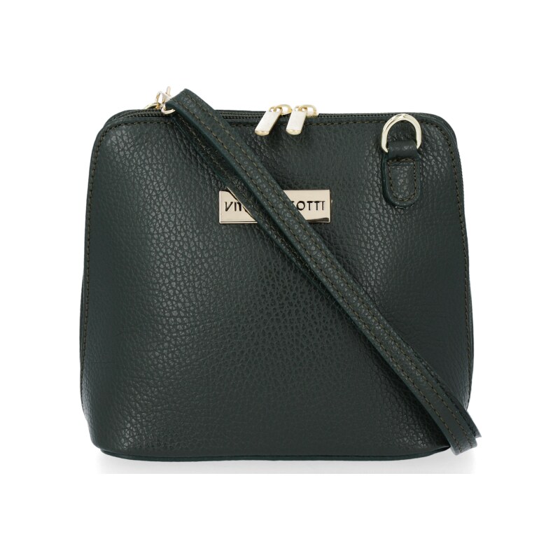 Kožené kabelka listonoška Vittoria Gotti fľašková zelená V2373 61320674