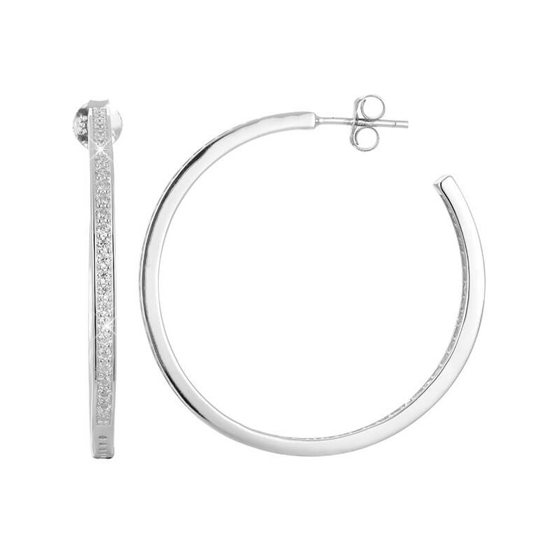 Beneto Strieborné náušnice kruhy s kryštálmi AGUP1179 66578784