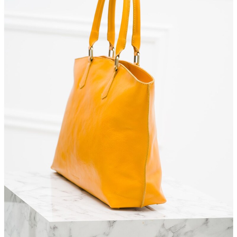 Glamorous by GLAM Santa Croce Kožená velká kabelka jednoduchá - žlutá