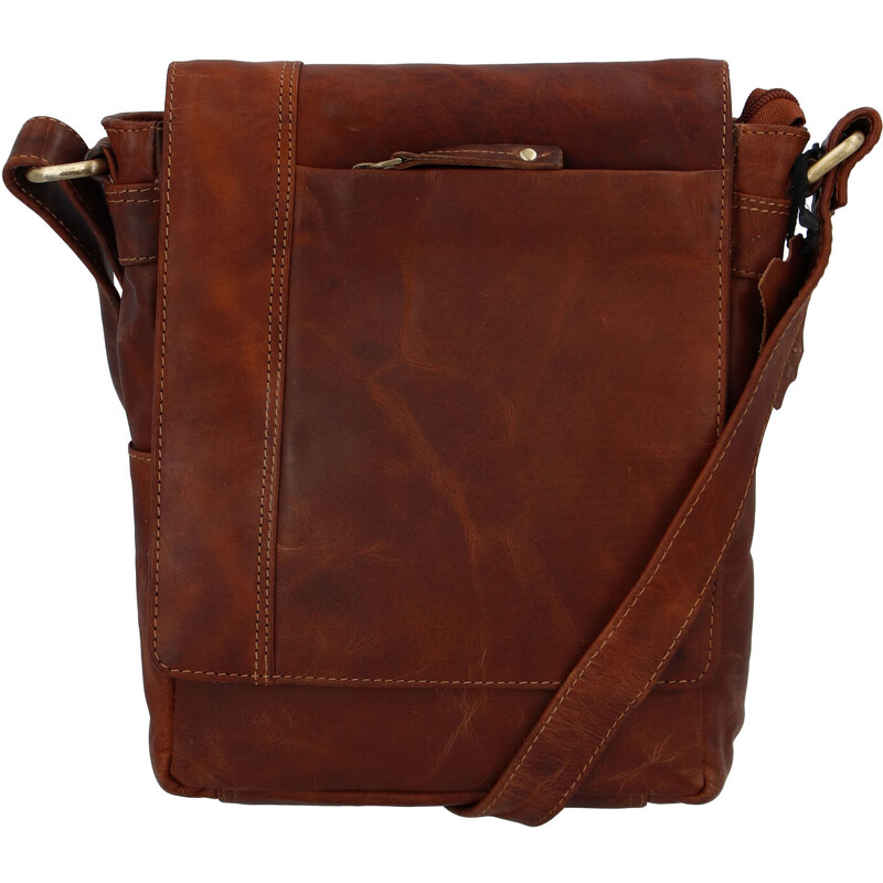 Tomas Koňaková kožená taška cez rameno Faraell koňak 56863970