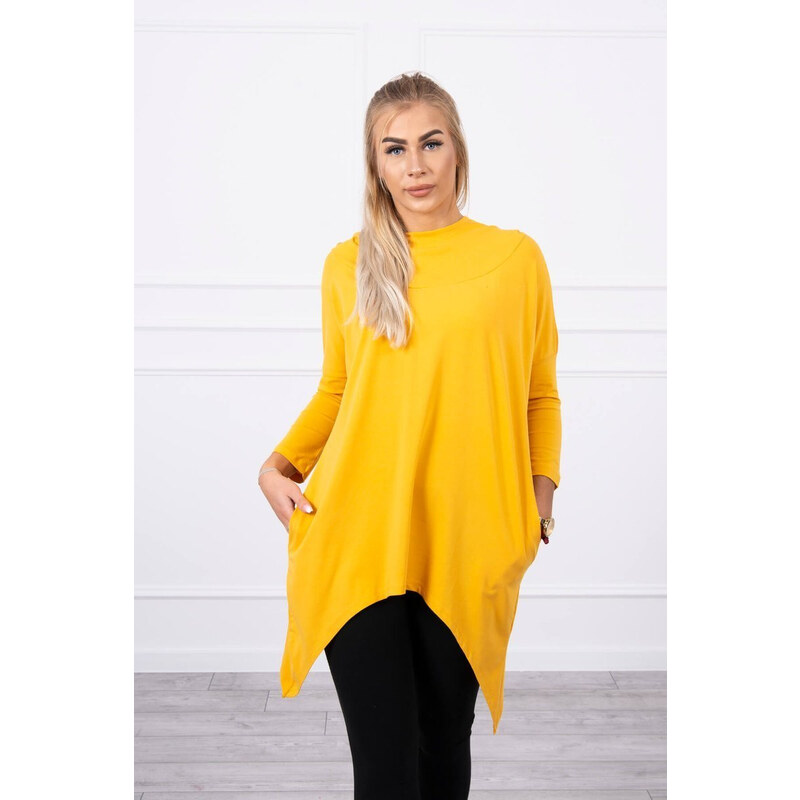 MladaModa Mikina s potlačou bicykla na chrbte model 9139 horčicová 19568550