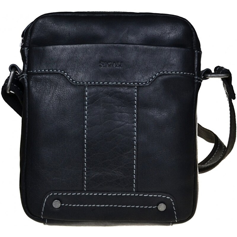 SEGALI Pánska kožená taška cez rameno 225578 čierna 65091897