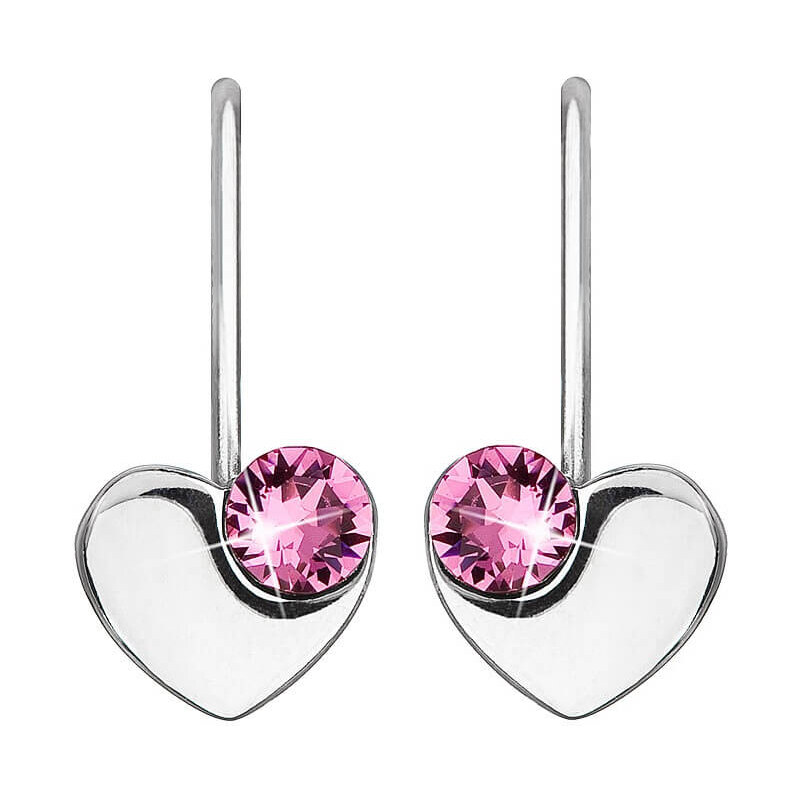 Evolution Group Strieborné srdiečkové náušnice s kryštálmi Swarovski 66578855