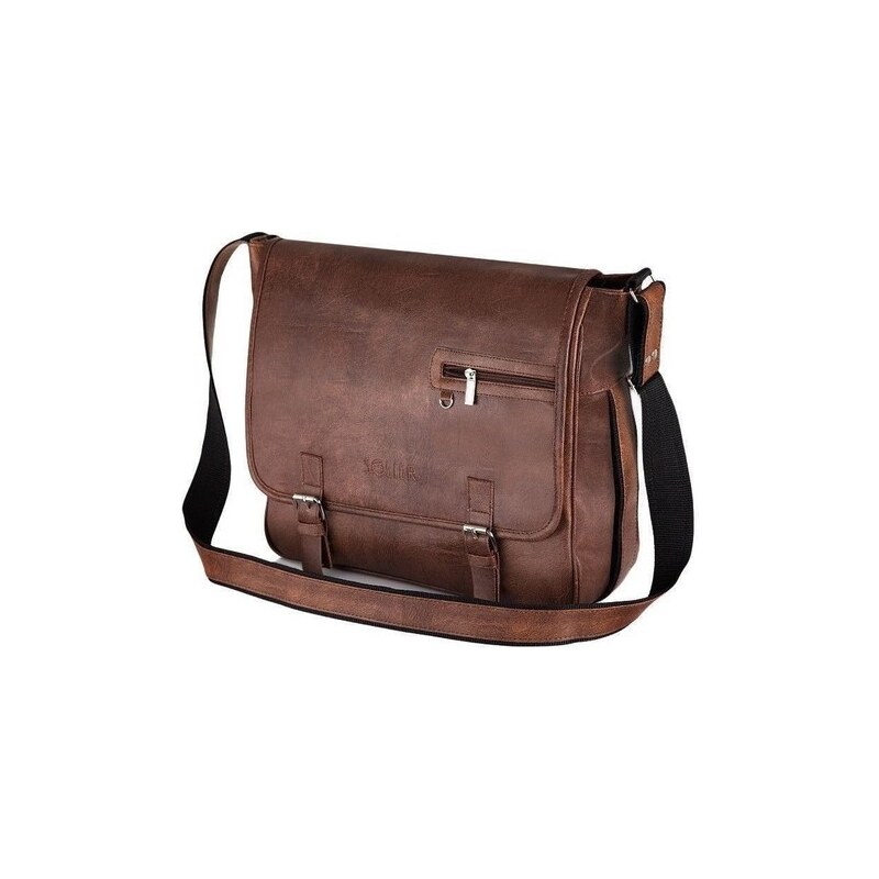 Taška - laptop pánska Solier z eko kože, hnedá 57493354