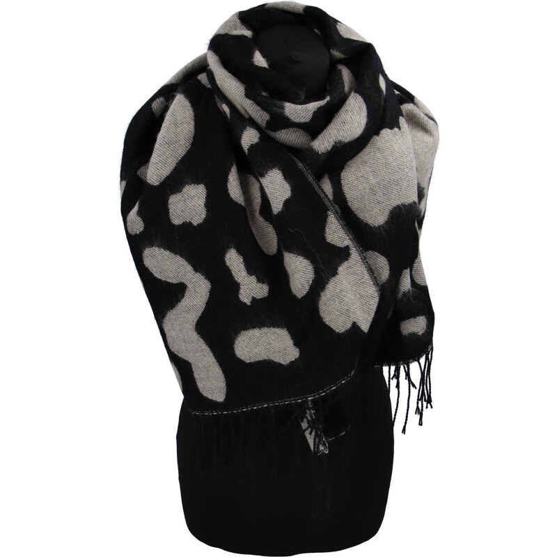 Delami Dvojfarebný dámsky šál s fliačikmi, čierna 66650029