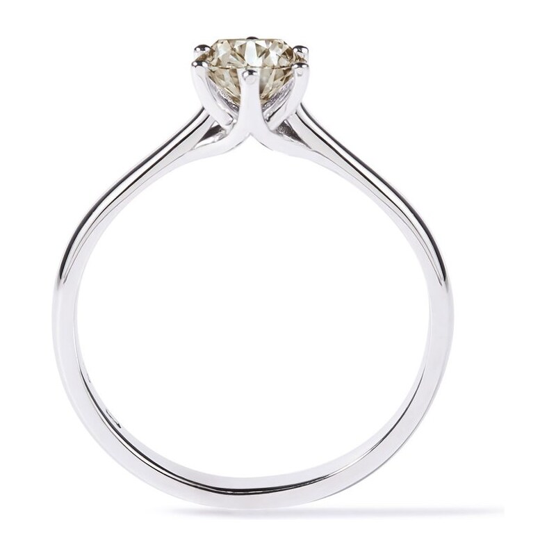 Zásnubný prstienok z bieleho zlata s champagne diamantom KLENOTA K0286042