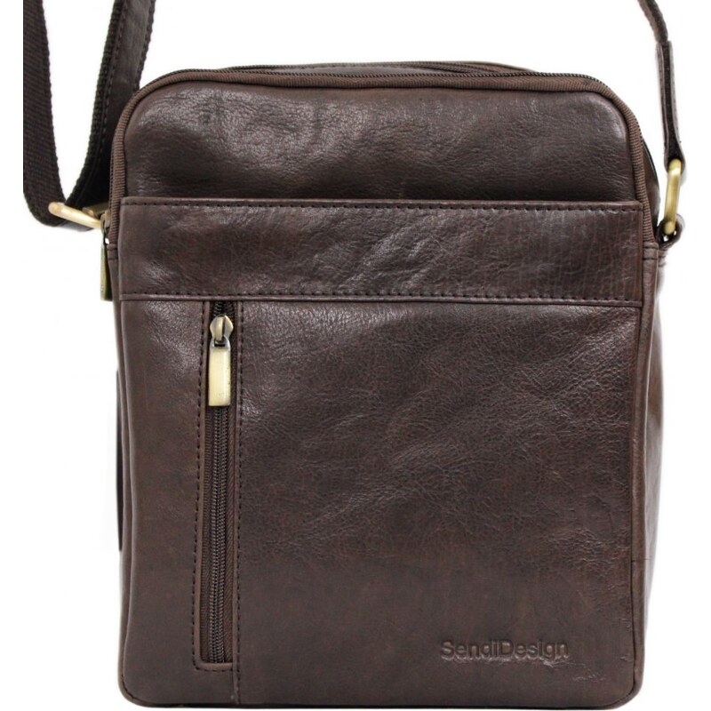 Sendi Design Pánska kožená taška cez rameno DANDY hnedá 46835411