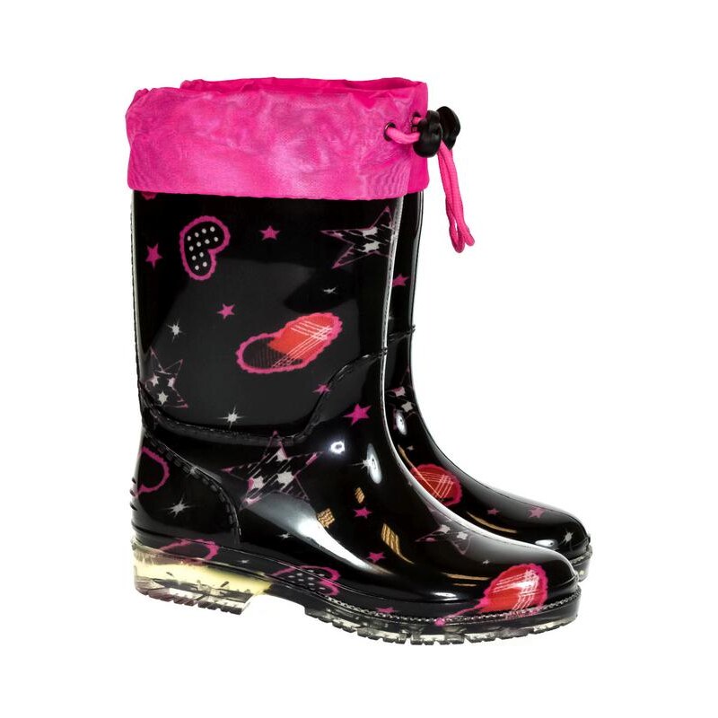 JOHN-C Detské čierno-ružové gumáky CHASI 19709116