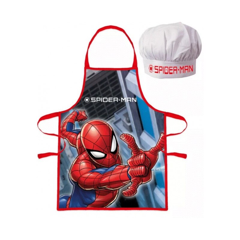 Javoli Detská / chlapčenská zástera a kuchárska čiapka Spiderman / MARVEL