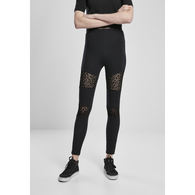 Urban Classics Womens Leggings Flock Lace Inset Black 50647758