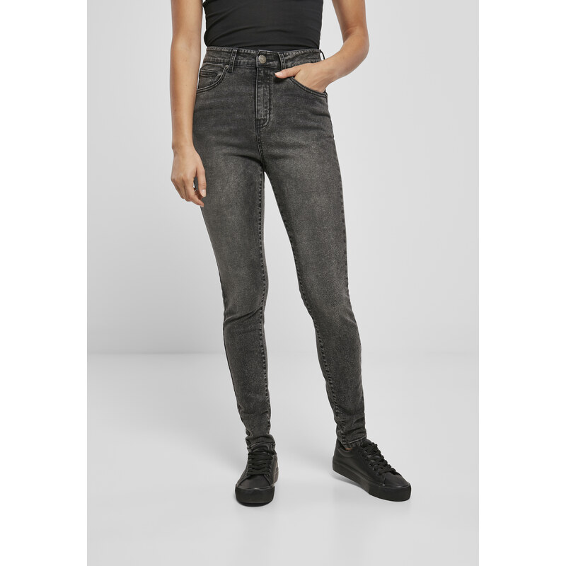 Urban Classics Womens High-Waisted Skinny Jeans - Black 50681352