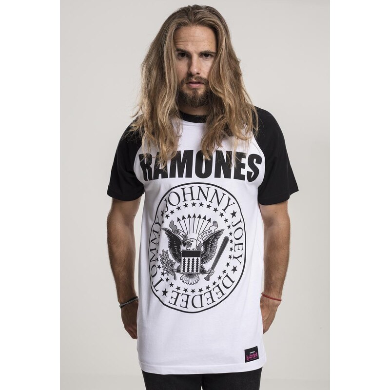 Merchcode Ramones Circle Raglan T-shirt wht/blk 58290039