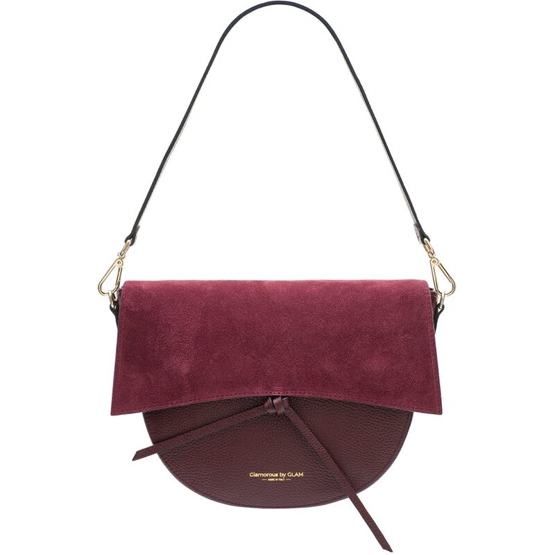 Glamorous by GLAM Dámska kožená kabelka semiš cez rameno - vínová 19857053