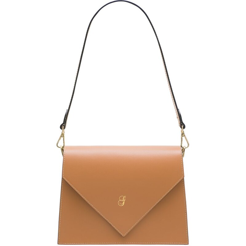 Glamorous by GLAM Kožená kabelka pevná cez rameno na patent - coyote 19857063