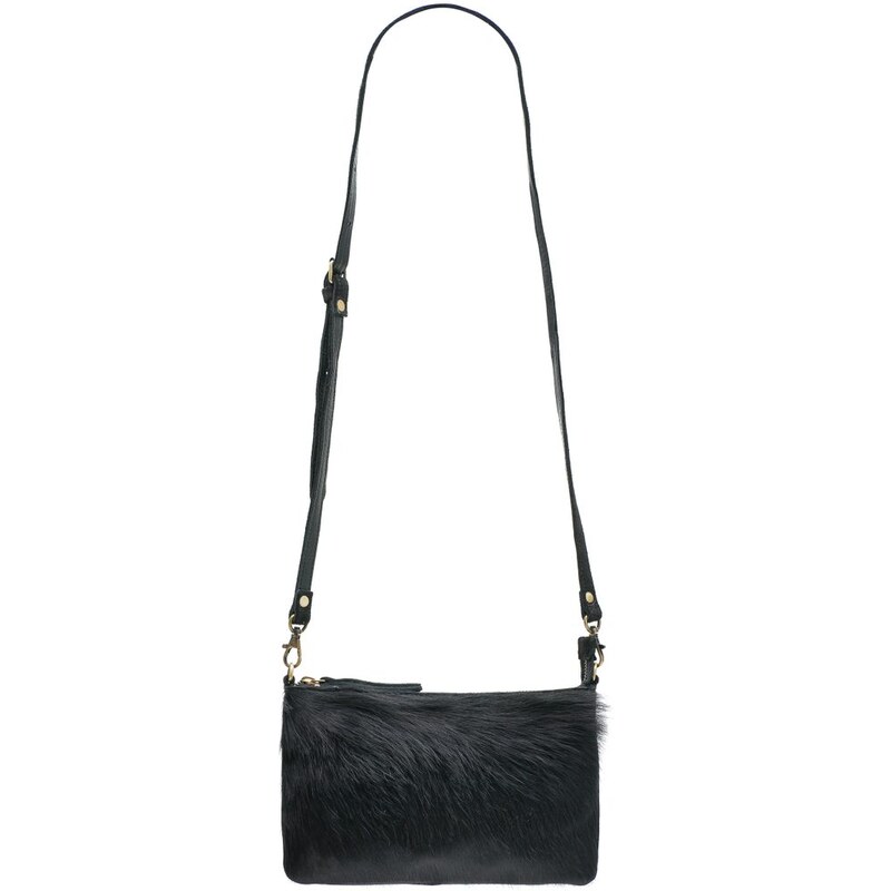 Due Linee Dámske kožené lístoček so srsťou - čierna 19888198