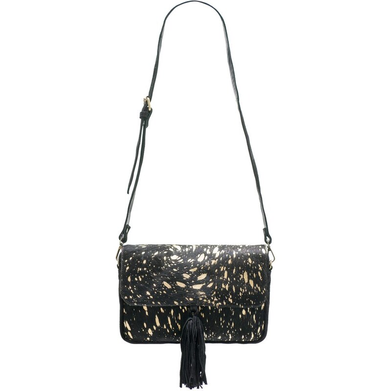 Due Linee Dámska kožená crossbody kabelka so srsťou a zdobením - 19888204