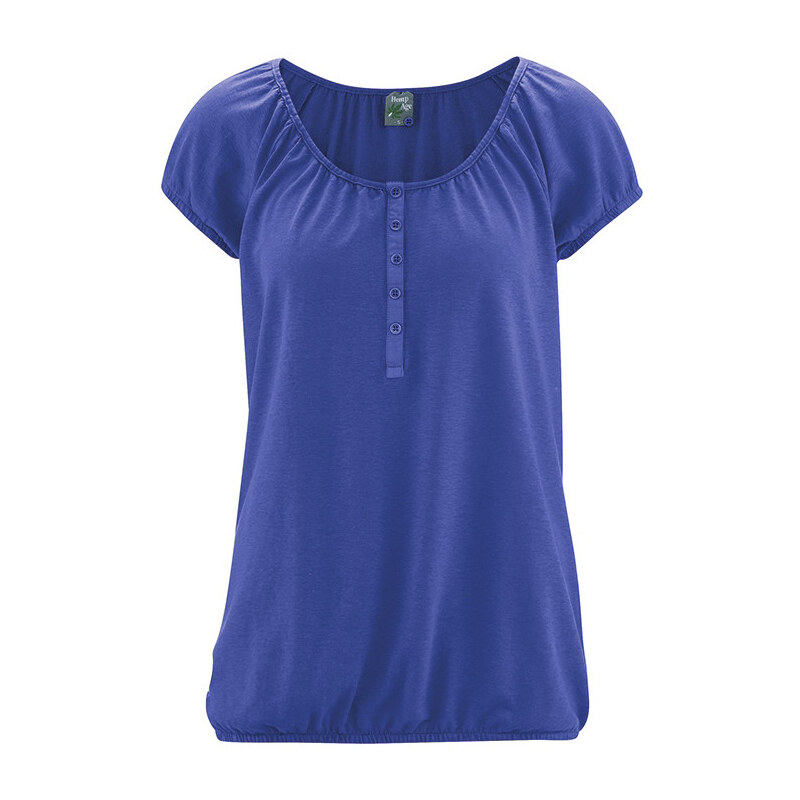 Glara Konopné dámske triko s gombíkmi 19924488
