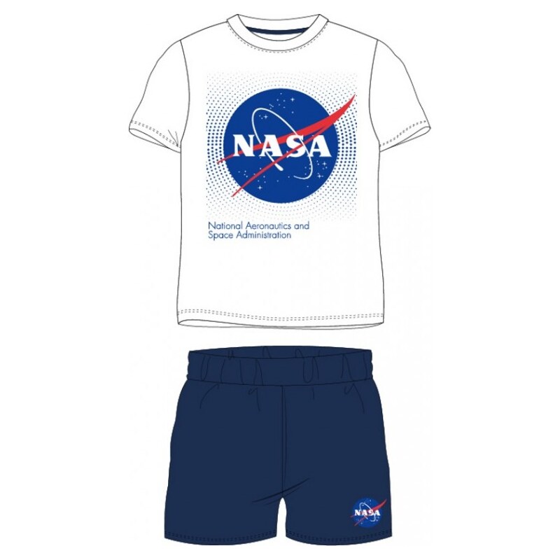 E plus M Chlapčenské / detské letné pyžamo logo NASA - biele