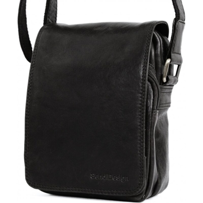 Sendi Design Pánska kožená taška cez rameno PAULO čierna 2 62929298