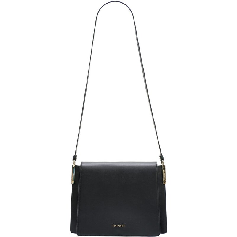 Kožená kabelka Twinset s dlhým uchom - čierna 20020538