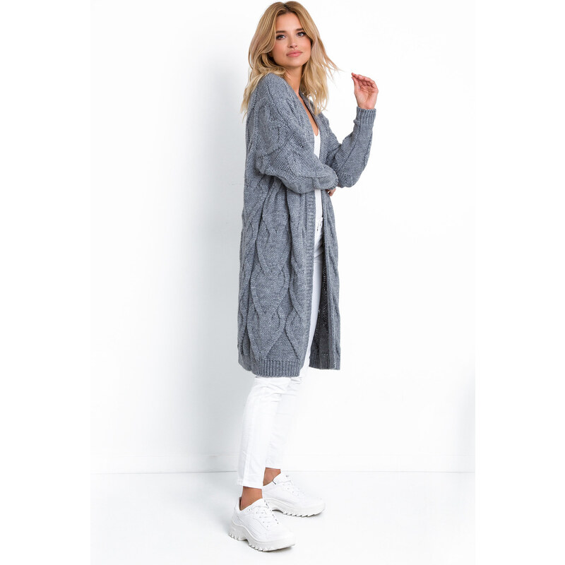 Glara Dámsky dlhý kardigan z vlny 36492636