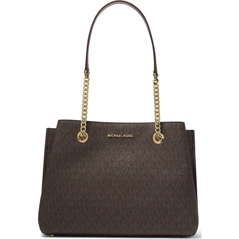 Michael Kors Kabelka Teagan Signature Long Drop Satchel Brown Acorn 25940081