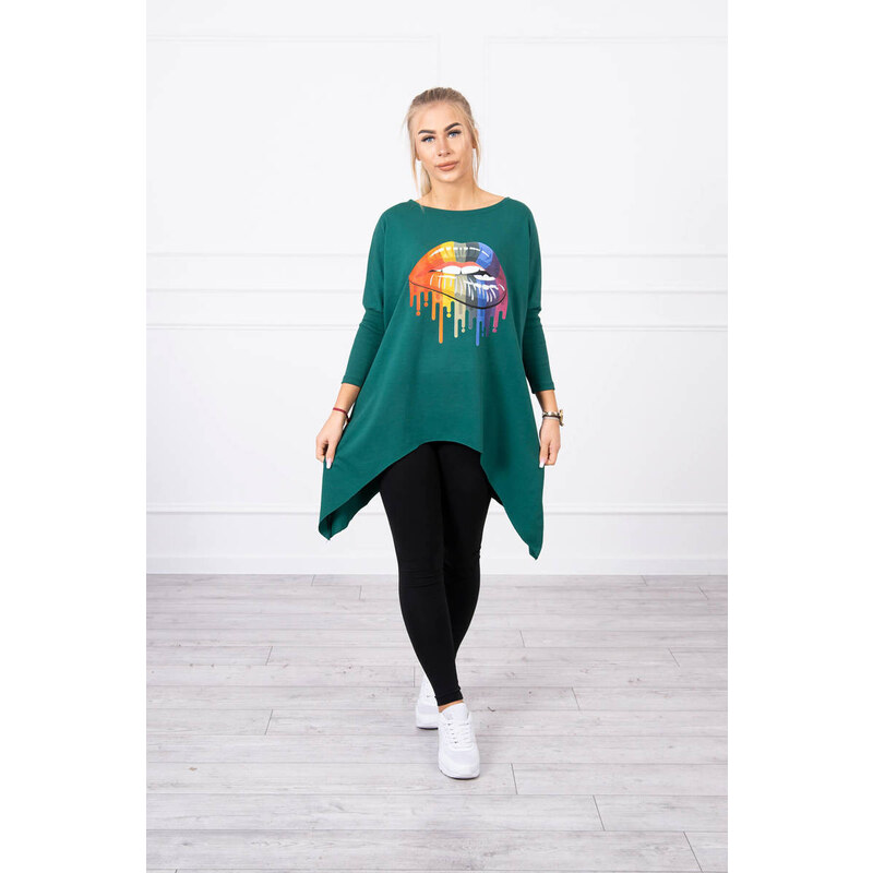 MladaModa Tunika s potlačou dúhových pier model 9006 zelená 66338121