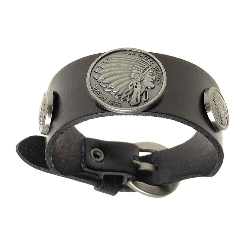 Kožený náramok vybíjaný Indián Red Moon 16959312