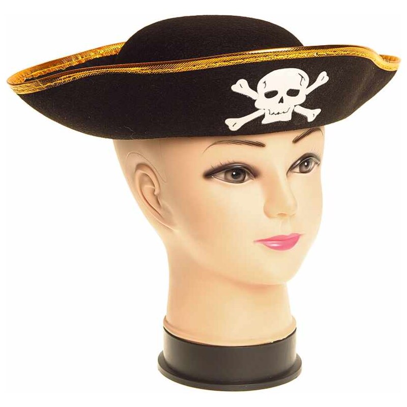 Pirátsky klobúk detský čierny so zlatým lemom 16959576