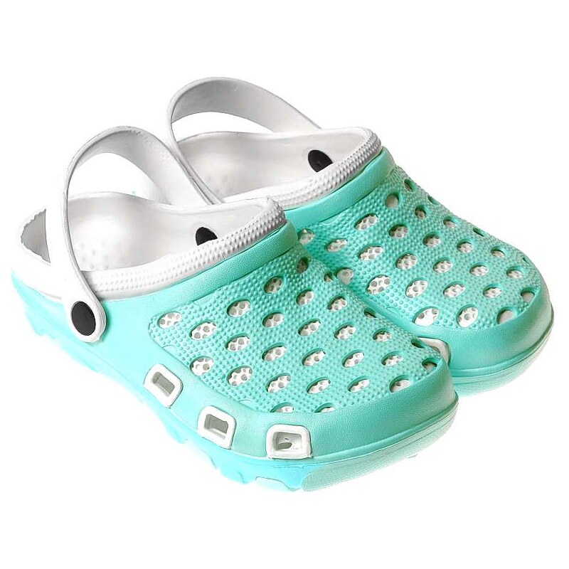 Kroksy dámske dvojfarebné bielotyrkysové 19869411