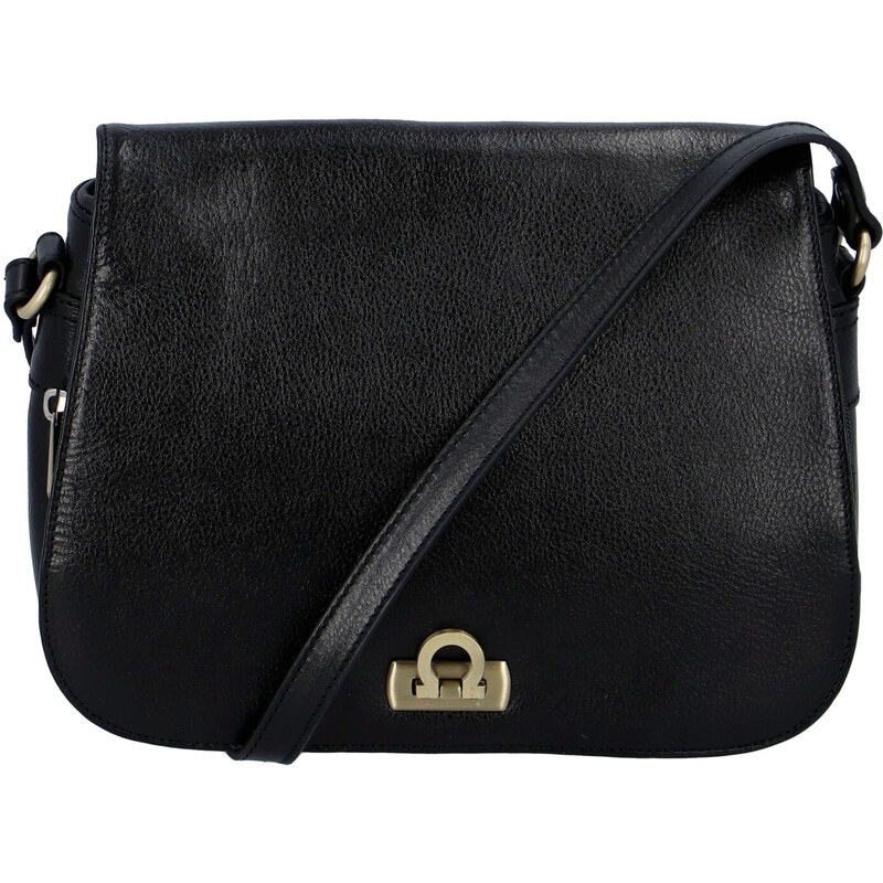 Luxusná dámska kožená kabelka čierna - Hexagona Francesca čierna 20146617