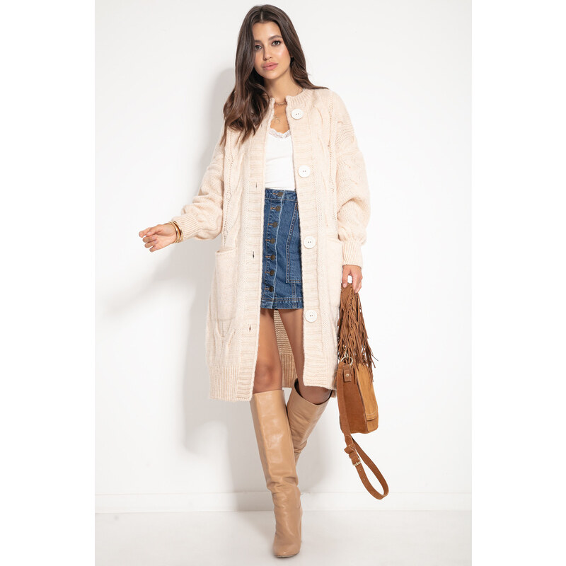 Glara Dámsky dlhý zapínací sveter 20276405