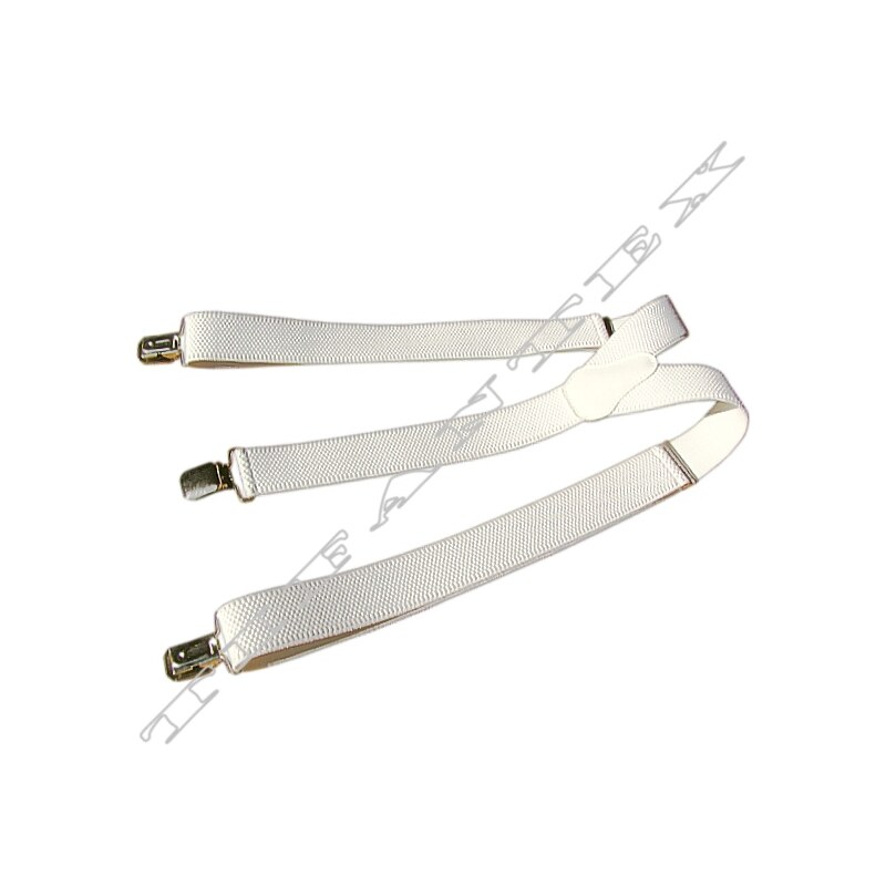 Traky na nohavice biele šírka 4 cm + 3 oceľové klipy 16957145