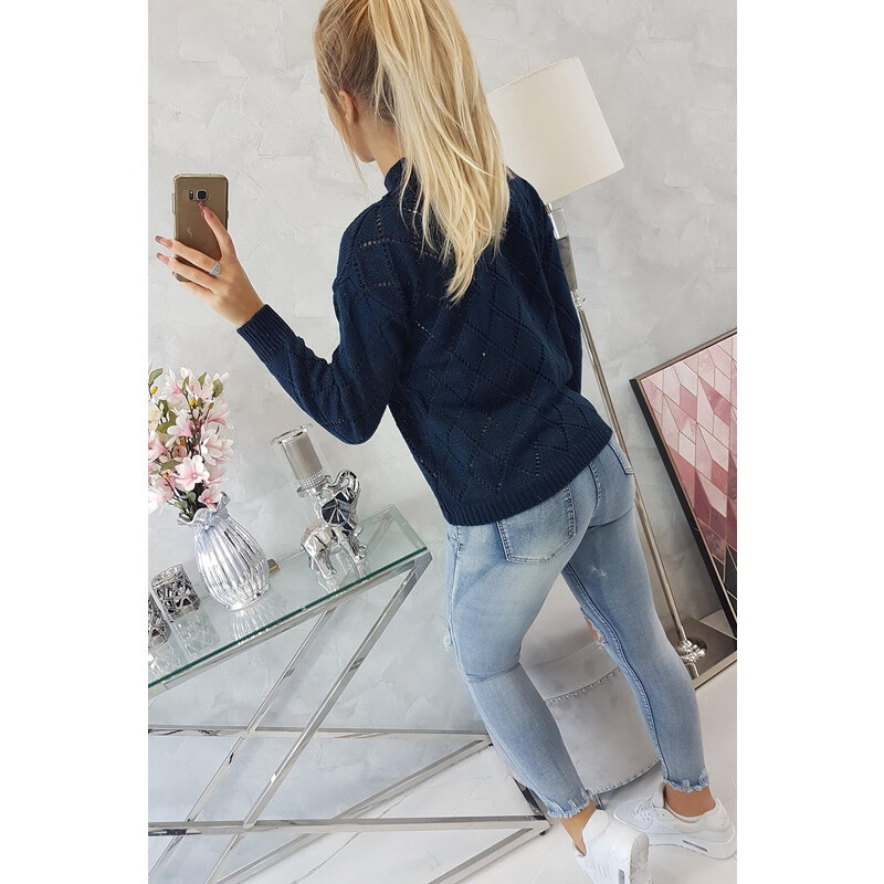 MladaModa Sveter s perforovaným vzorom a stojačikom model 2020-18 58163873