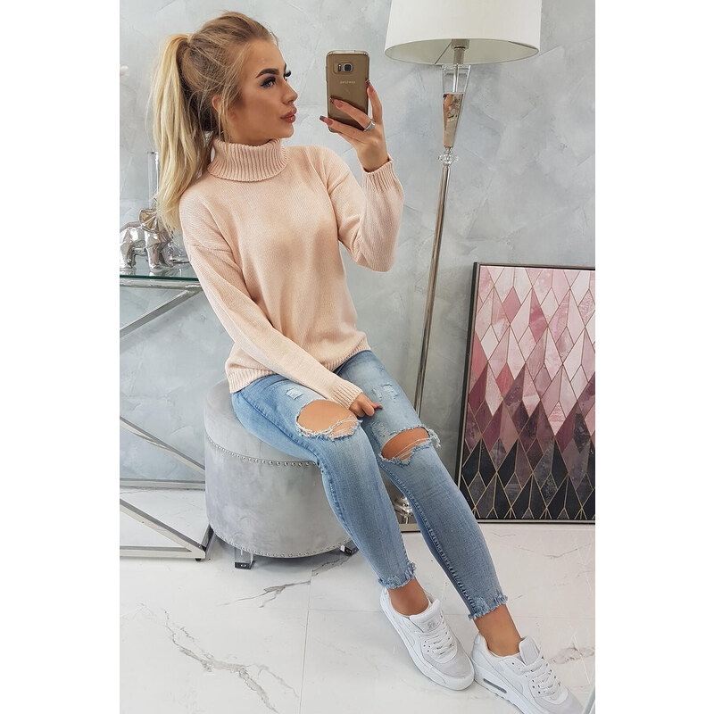 MladaModa Klasický rolák model 2020-16 pudrovo ružový 20312232