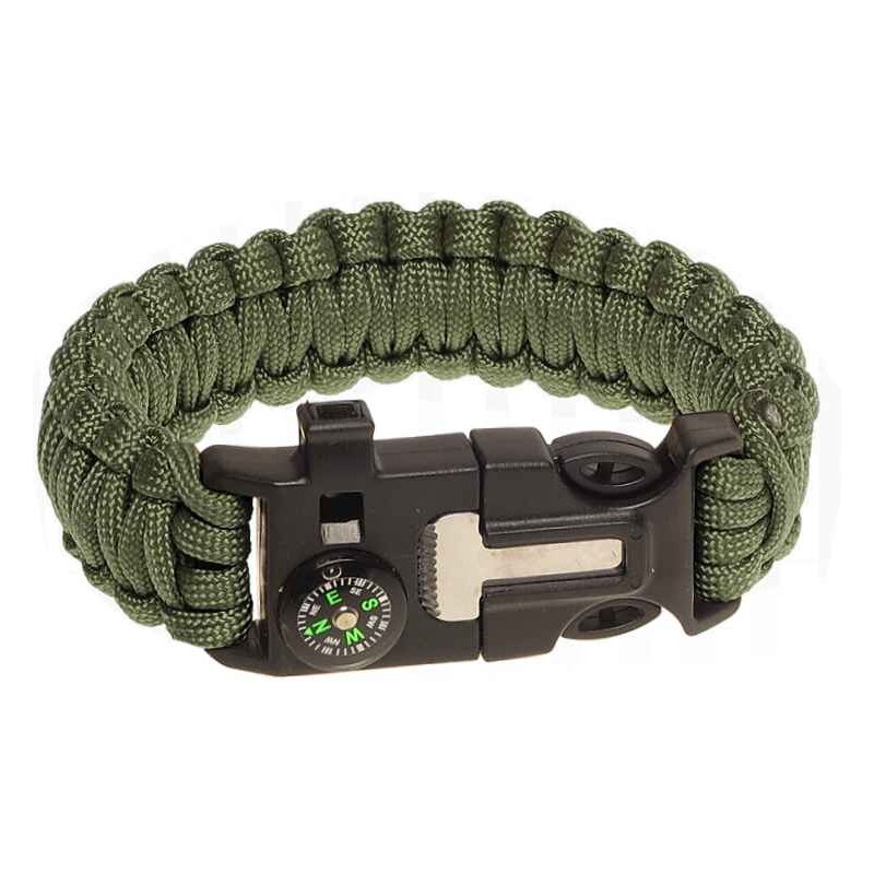 Paracord náramok s kresadlom a kompasom oliva 16959355