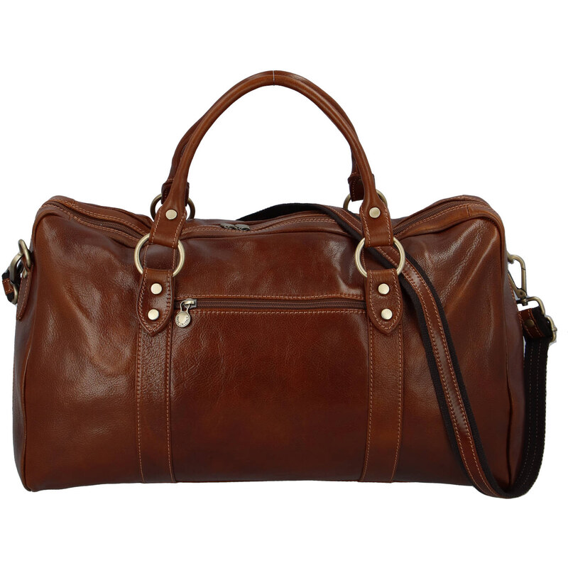 Delami Vera Pelle Veľká kožená cestovná taška Čestmír, hnedá 66694461
