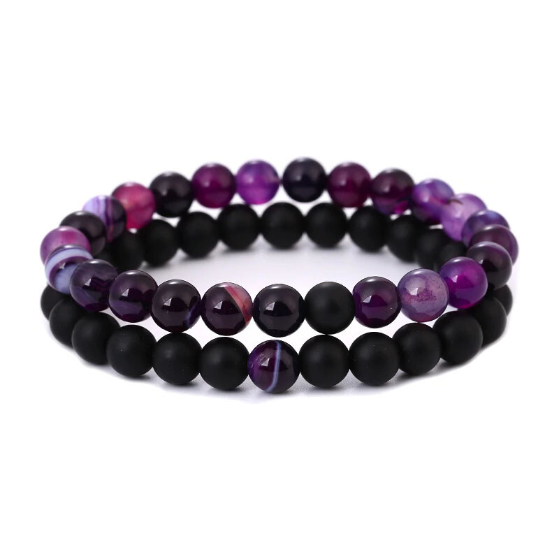 BudNej Náramky pre páry YIN a YANG STYLE z achátu a onyxu MN3029 35941836