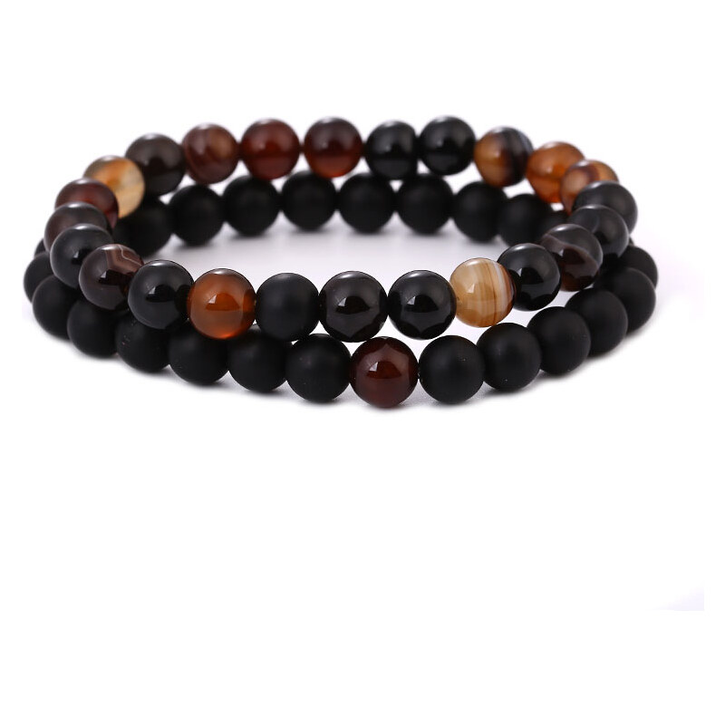 BudNej Náramky pre páry YIN a YANG STYLE z achátu a onyxu MN3030 35941837