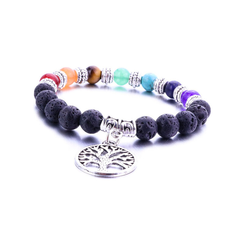 BudNej Minerálny náramok ČAKRY a STROM ŽIVOTA z lávových kameňov 35941846